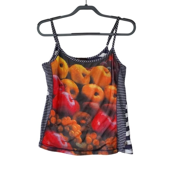 Anna Scott Tops - Anna Scott Nautical Fruit Print Novelty Y2K Coastal Artsy Tank Top L